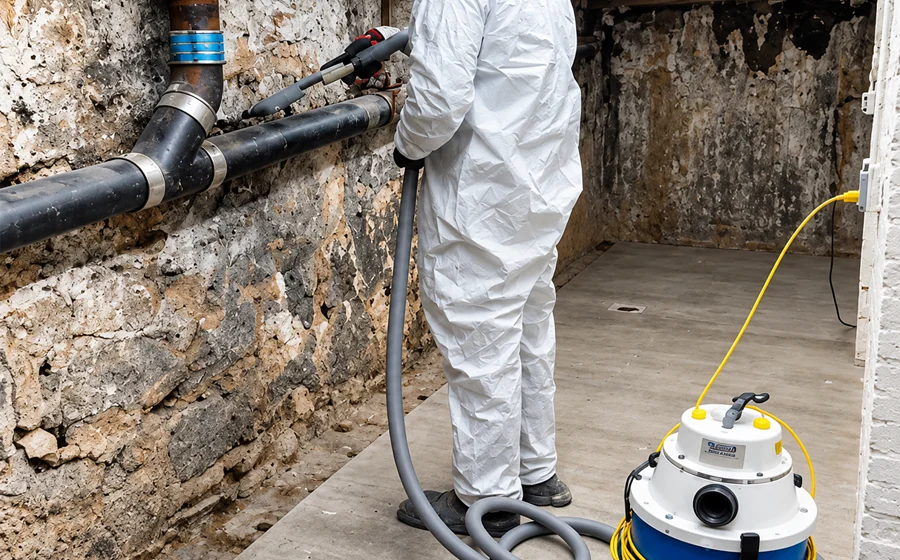 Professional mold remediation in a New York basement
